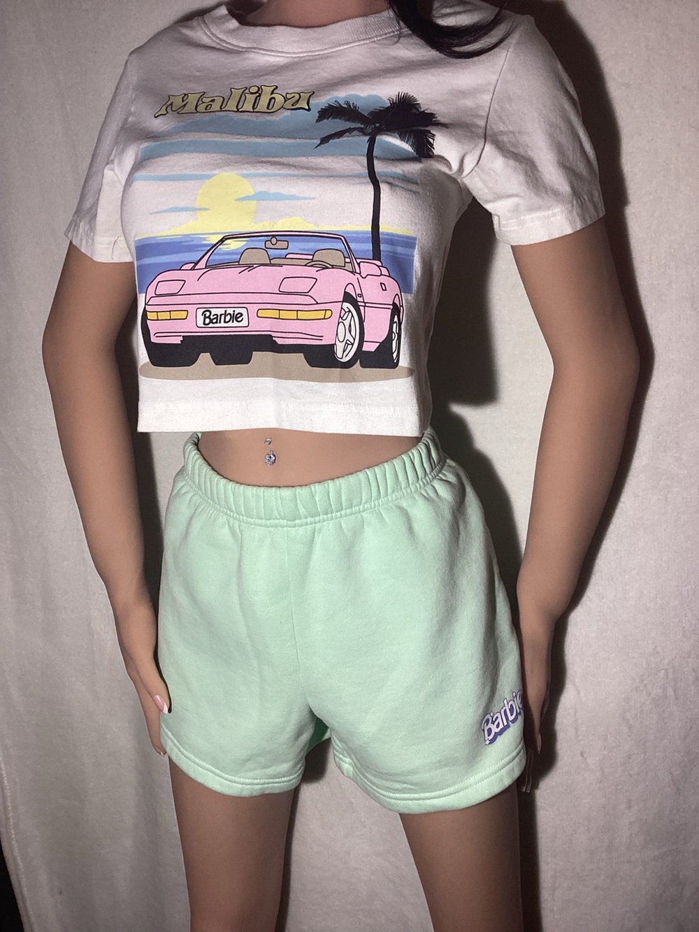 PacSun x Barbie Malibu Corvette Crop Top Lounge Set Like New XS